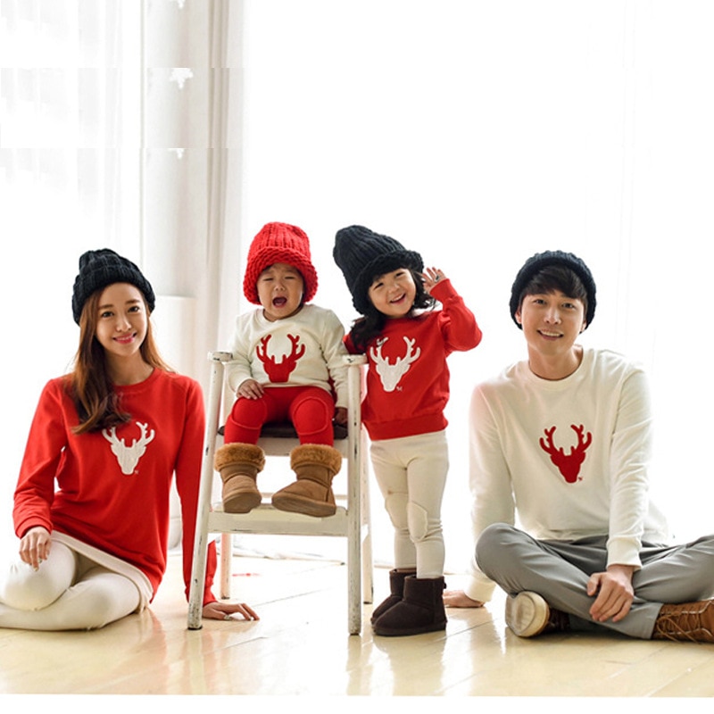 Family Look New Year 2022 Christmas Sweater Pullover Family Matching Outfits Mommy Me Clothes Daughter Mom Baby Couple Clothes