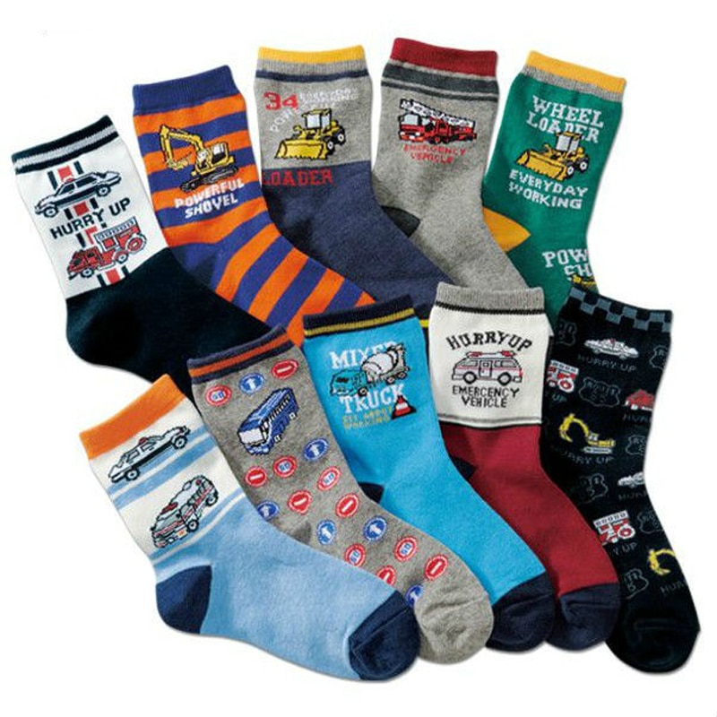 Children Wit Autumn Winter New Hot Kids Socks Cotton Cartoon Car Animal Pattern Boy Socks 3-16 years Girl Socks 10 Pairs / lot