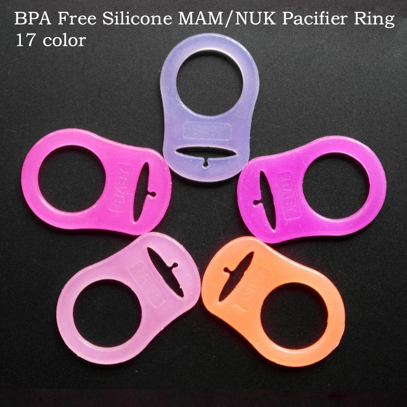 10PCS Clear Color Silicone Baby Infant Born Mam Pacifier Adapter Rings Dummy Clip Adapter Chain Pacifier Holder