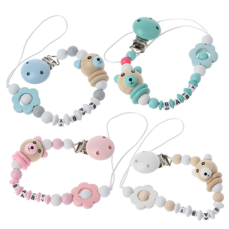 Baby Pacifier Clip Pacifier Chain Panda Shape Hand Made Cute Colourful Beads Dummy Clip Baby Soother Holder For Baby Kid