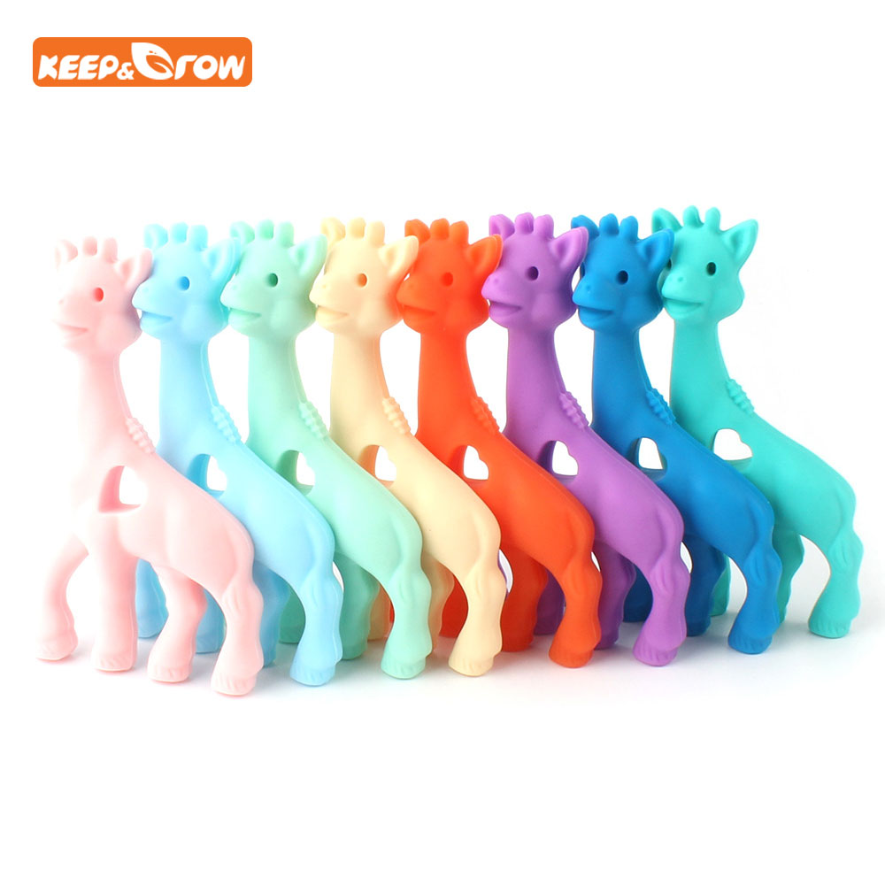 Keep&grow 3Pcs Giraffe Silicone Teether Food Grade Baby Teether Animal Baby Teething Gift Chaw Toddler Toy Mordedor Baby Pro