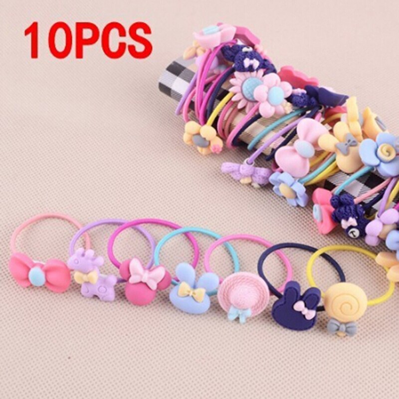 10pcs Cute flower Princess Headwear Elastic Hair Bands Girls Mini Headdress Tie Gum Ropes Hair Accessories