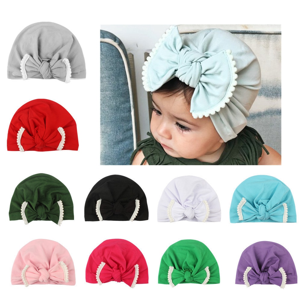 Yundfly Cute Newborn Toddler Kids Baby Boy Girl Turban Cotton Beanie Hat Winter Warm Cap Hair Accessories