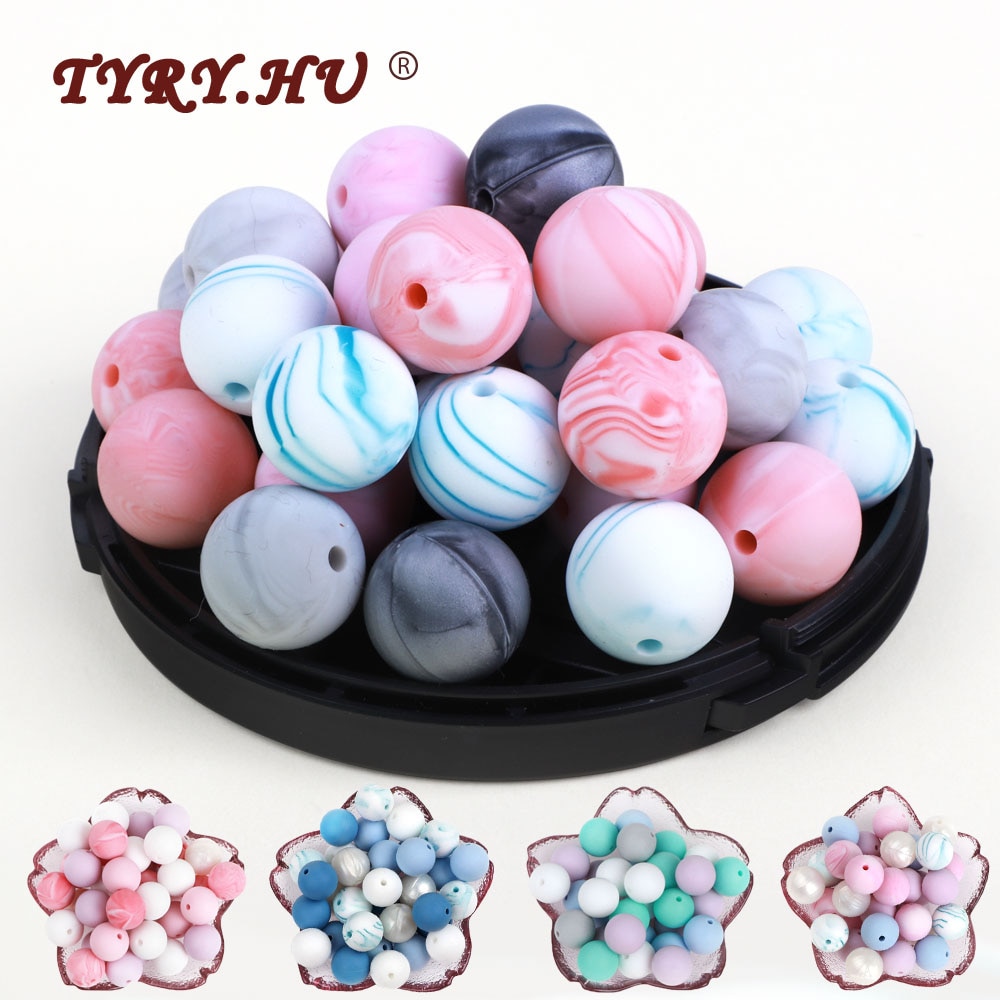 30pc/50pc Food Grade Round Silicone Beads 9mm 12mm 15mm Baby Teething Toy DIY Pacifier chain tools baby Teether BPA Free