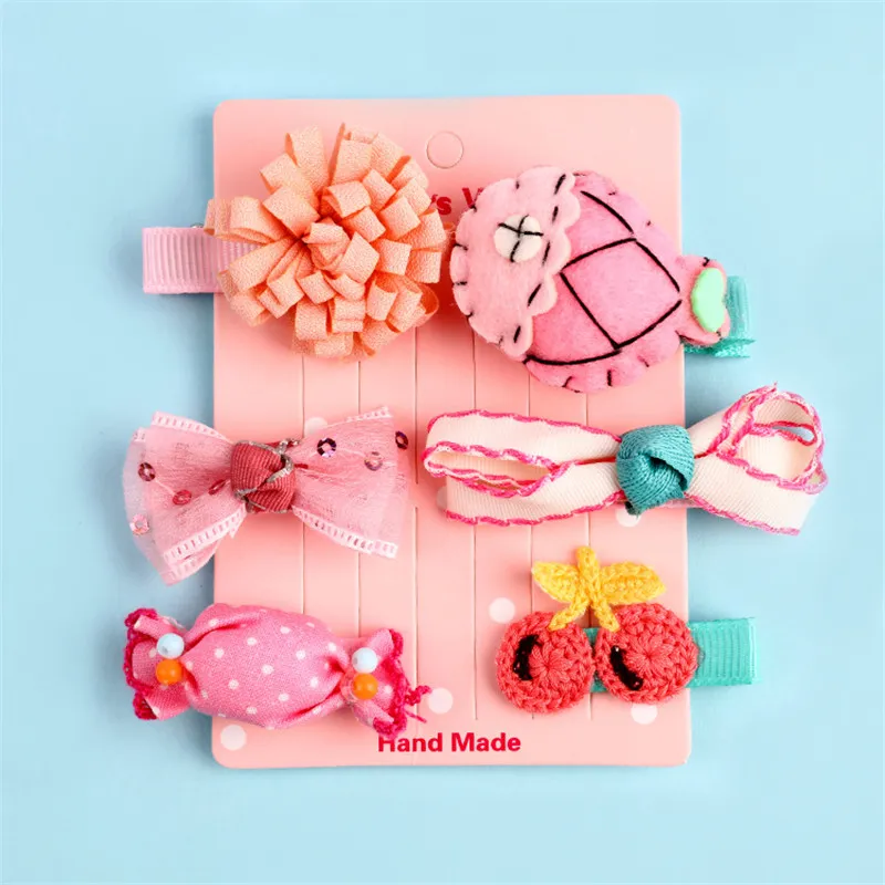 1 Set =5PCS girls flowers hair clips cartoon hairpins toddlers kids Children Animal Bow SAFE Barrettes Hair Accessories Headwear