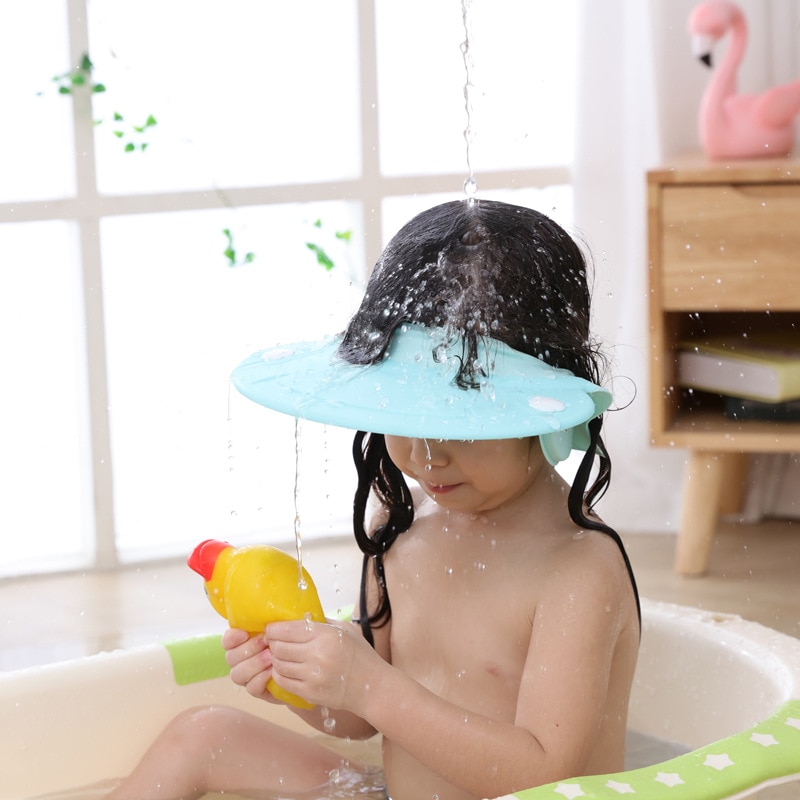 Adjustable Silicone Baby Shower Cap Kids Bath Visor Hat Protect Eyes ears Hair Wash Shield for Children Waterproof Cap