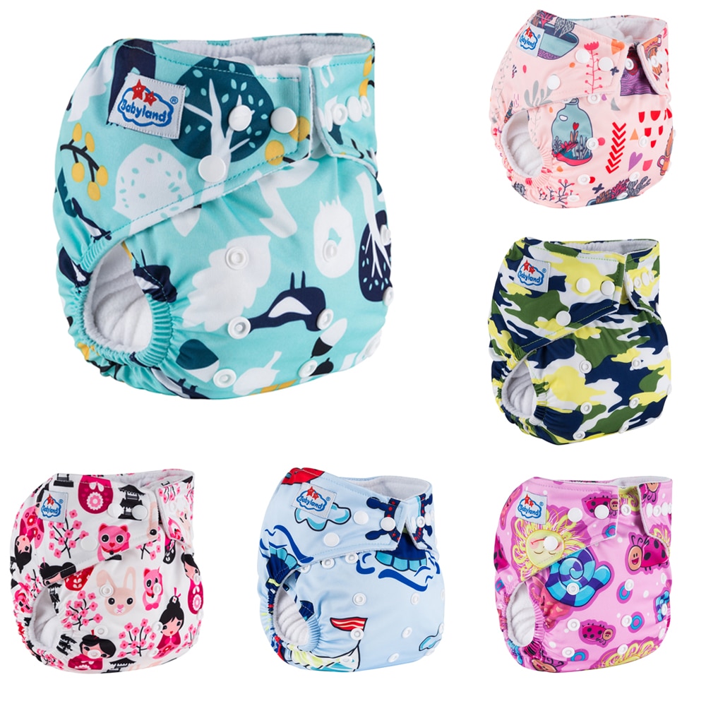 [ 7pcs/Set] Babyland Newest Baby Cloth Diapers Microfleece Baby Reusable Diapers Night and Day Normal Pocket Nappy Wholesale