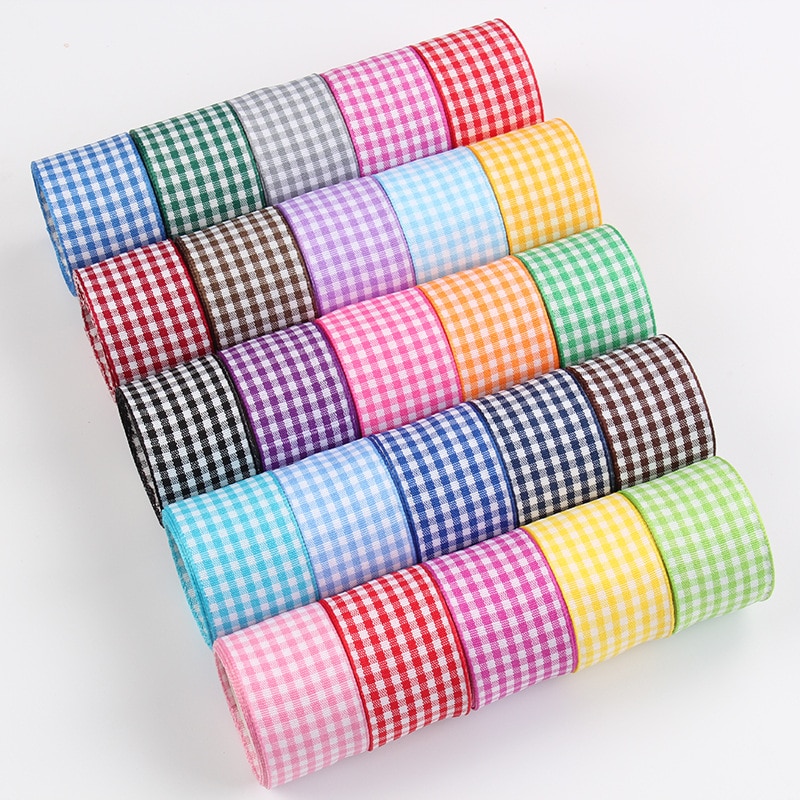 5 mt/los Grosgrain Satin Bänder für Hochzeit Weihnachten Party Dekorationen DIY Bogen Handwerk Plaid