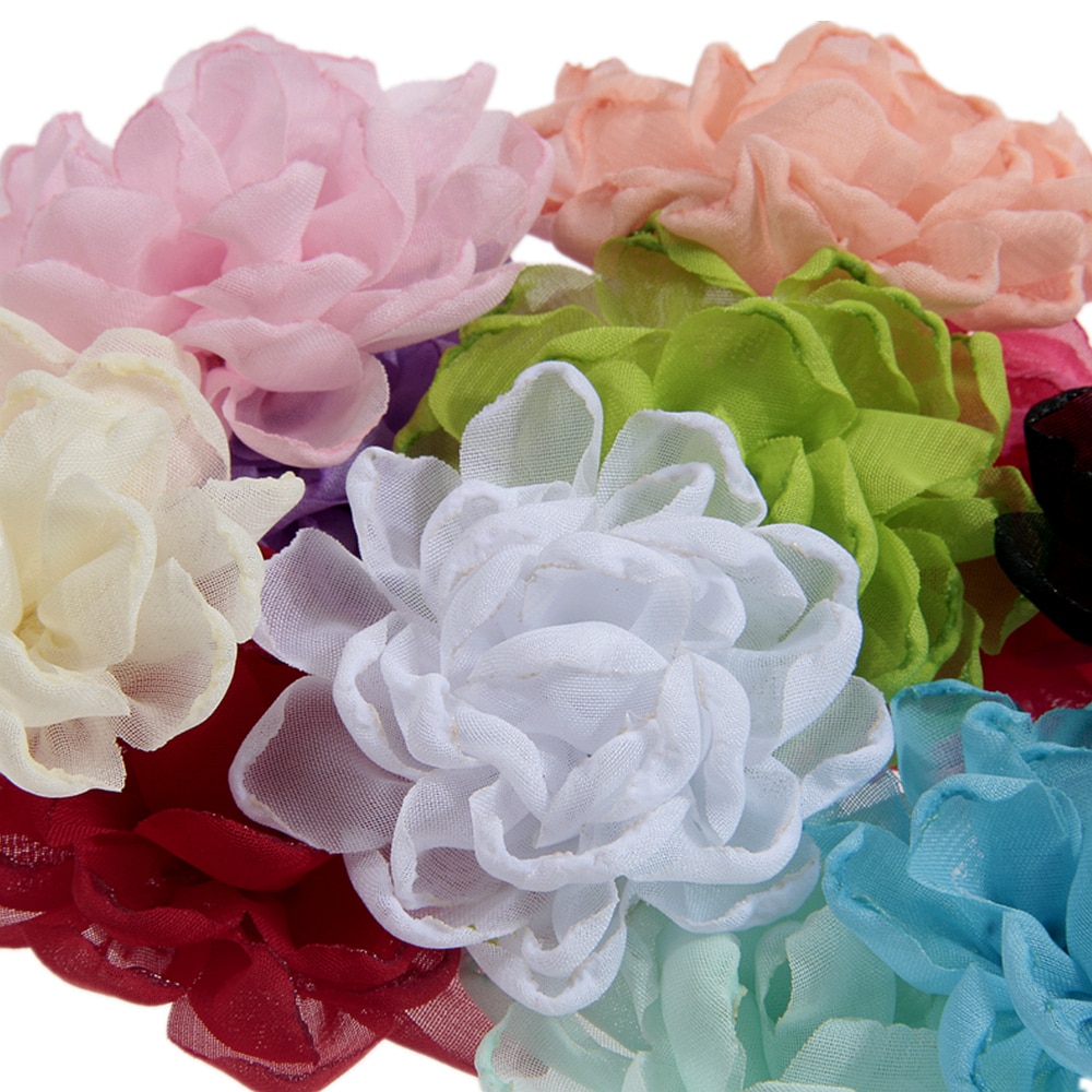 Yundfly 2.8" New 5pcs/lot Burning Chiffon Fabric Flowers for Girl Headband Hair Clips Diy Women Baby Headwear Hair Accessor