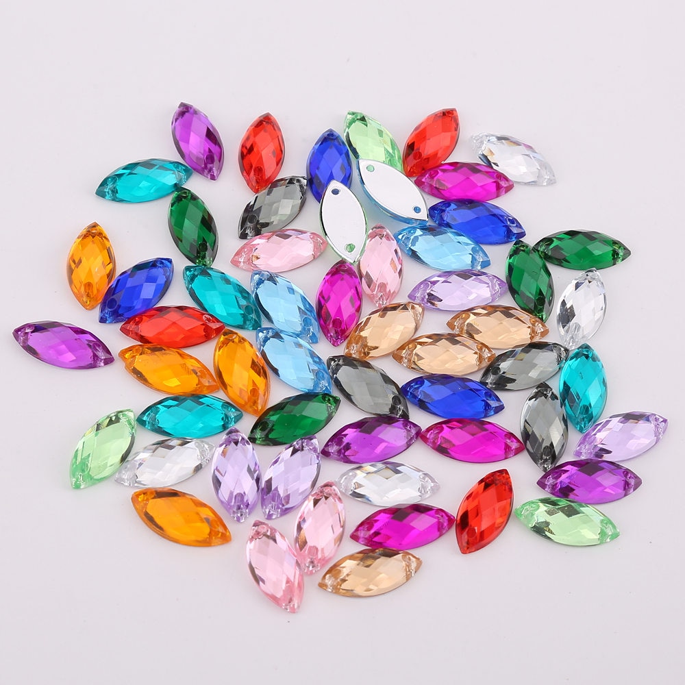 5*10mm/7*15mm/9*20mm Nähen Acryl Strass Pferd Auge Flatback transparent Kristall Perlen Für DIY