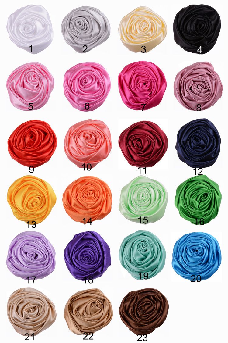 Yundfly Wholesale 120PCS Boutique Satin Rolled Rosette Flower Handmade Rose Flower for Baby Girl Headbands Hair Accessories