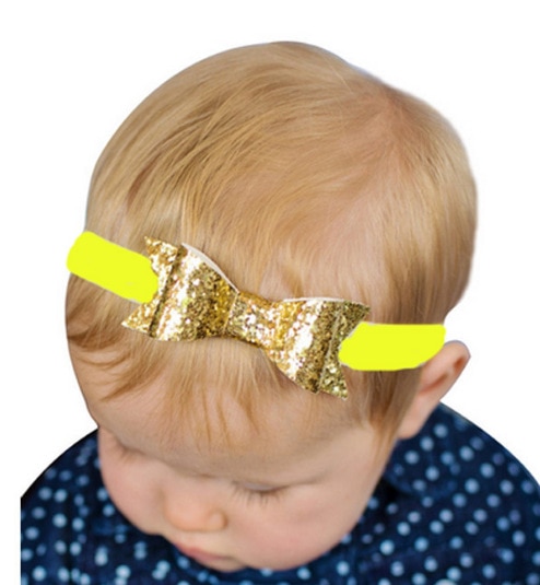Yundfly 10pcs/lot 16 Colors Glitter Leather Hair Bow Headband Sequin Bowknot Elastic Hairbands Baby Girls Hair Accessory