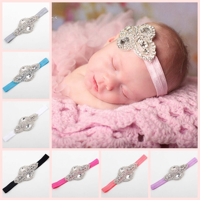 Yundfly Kids Baby Girls Crystal Rhinestone Headband Elastic Girl Head Accessories Children Hair Bands Party Headwear Photo Prop