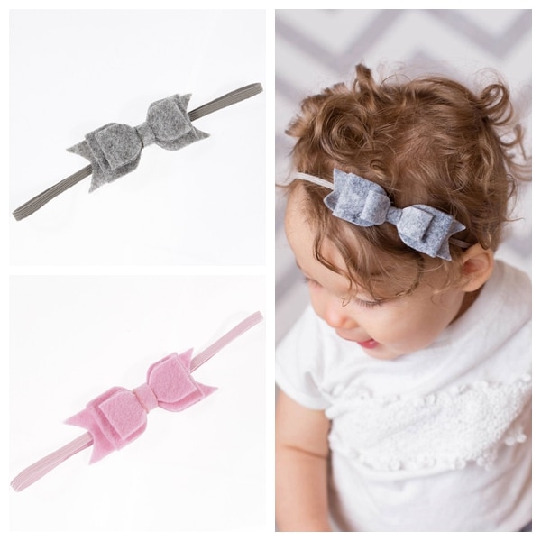 Yundfly 10pcs/lot Newborn Felt Bow Elastic Headband Kids Baby Handmade Hair Bow Hair Bands Headwear Girls Birthday Gift