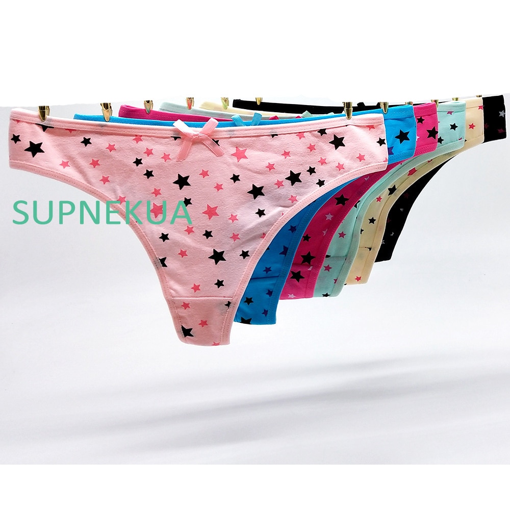 1/2/3/4/5/6pcs Pure Cotton Panties Girl's Panties Girl Thongs Underwear Bandages Girl G String Teenager Thong Calcinha