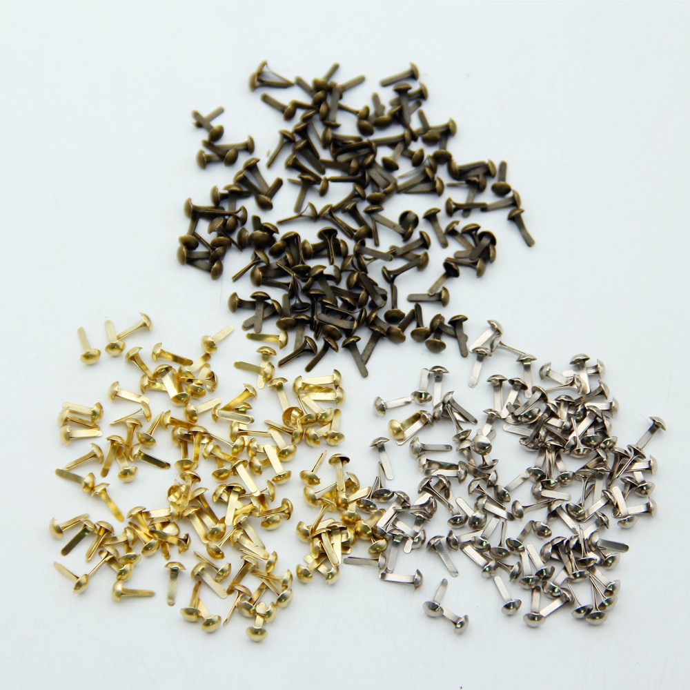 100 stücke 4,5mm Mixed 3 Farben Eisen Runde Metall Mini Brads Für Scrapbooking Zubehör Verschönerung