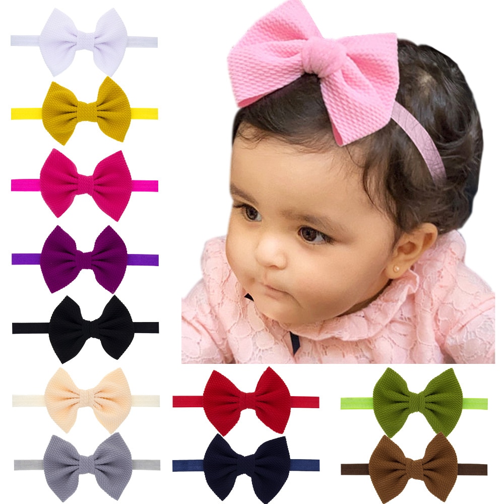 Yundfly 1PCS New Bowknot Headband Cute Newborn Baby Elastic Bow Hair Bands Children Headwear Birthday Gift Photo Props