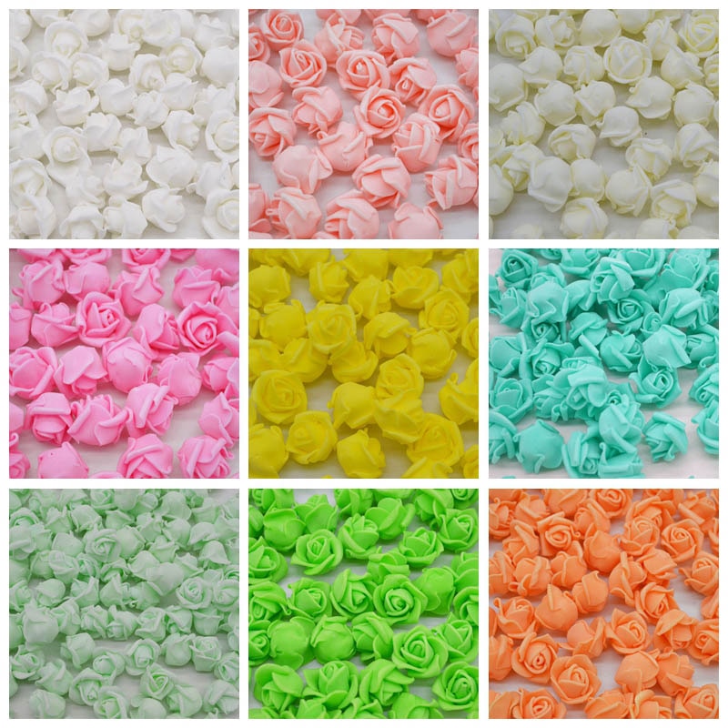 100 stücke Mini 2cm Schaum Rose Künstliche Blume Hochzeit Braut Bouquet Party Dekoration Geburtstag