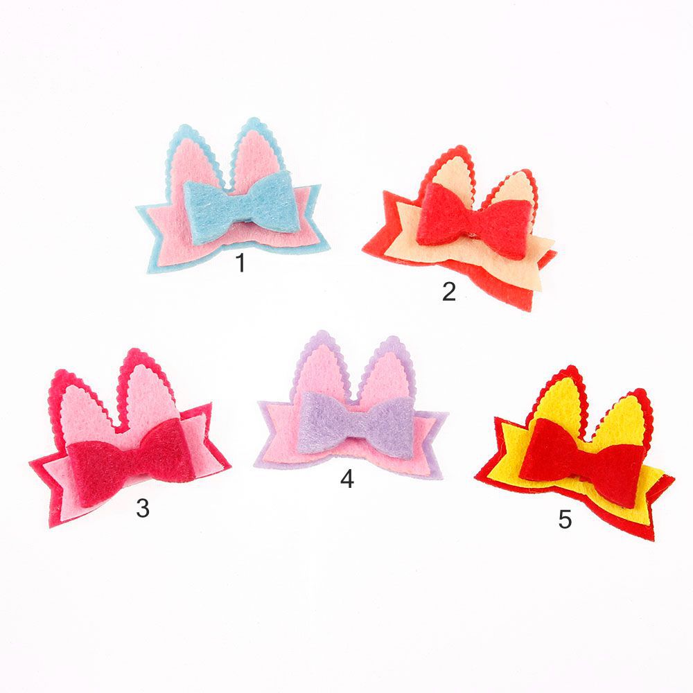 Yundfly 10pcs Felt Bow Diy Multi Layer Rabbit Ear Felt Bowknot For Girls Headband Hair Clips Handmade Hair Accessories