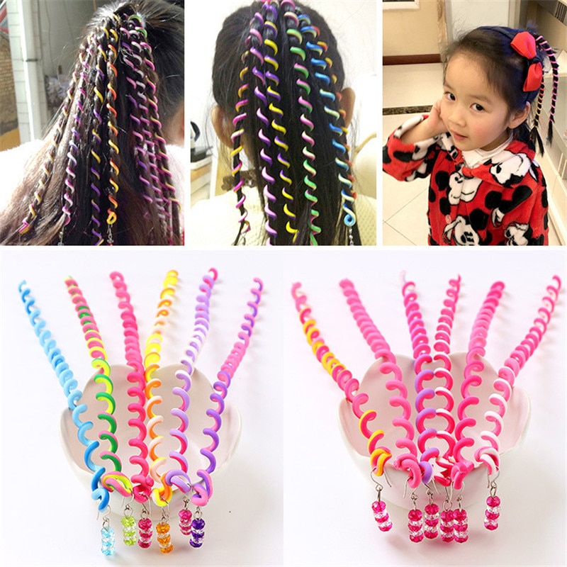 6PCS/Lot New Cute Girls Headband Colorful Crystal Long Elastic Hair Bands Hairwear Children Gift Hairbands Kids Hair Accessories