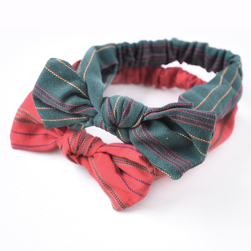 Cute Baby Girls Women Hairbands Fresh Stripe Bow Parent-child Hair Holder Cloth Elastic Headband Headwear Hair Accessories