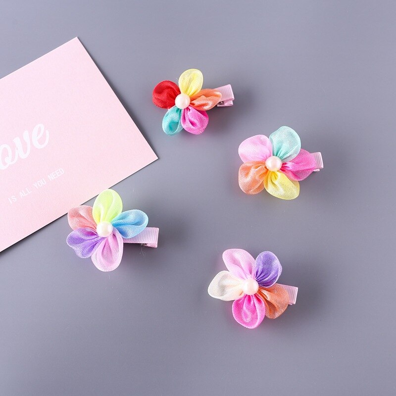 5pcs/Lot Cute Baby Girls Colored Flower Hairpins Barrettes Children Hair Accessories Ornaments Hair clip Princess Lovely Gifts
