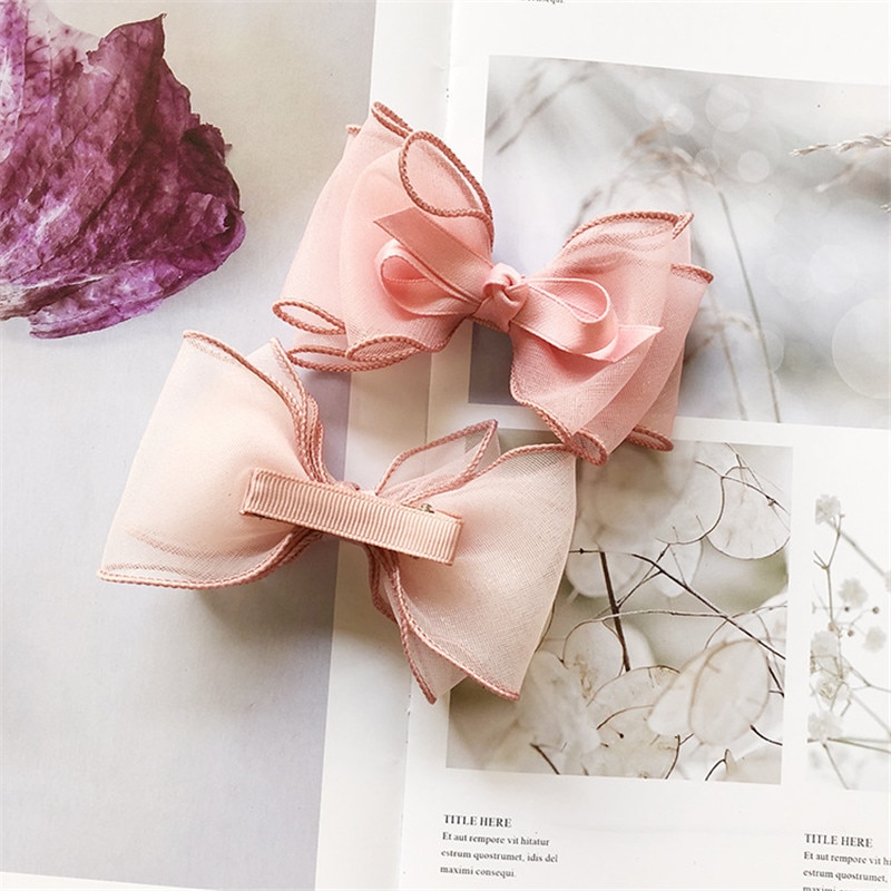 New Princess Lace Hair Clips With Bling Stars Hairpins For Girls Glitter Knot Hair Bows Fashion Kids Headwear Hair Accessories