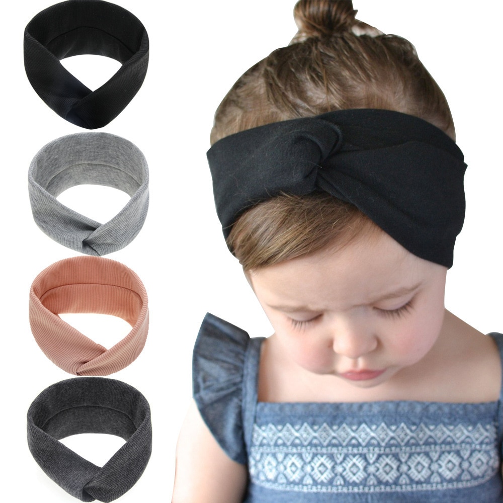 Solid Color Baby Headband Girls Twisted Knotted Nylon Elastic Hair Band Hair Accessories Haarband Baby Girl Headbands