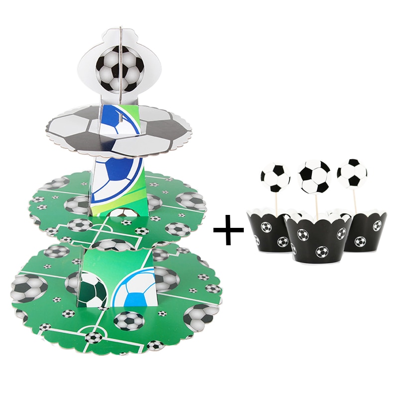 3-tier Cupcake Ständer Cupcake Wrapper Fußball Party Supplies Kinder Baby Dusche Geburtstag Party