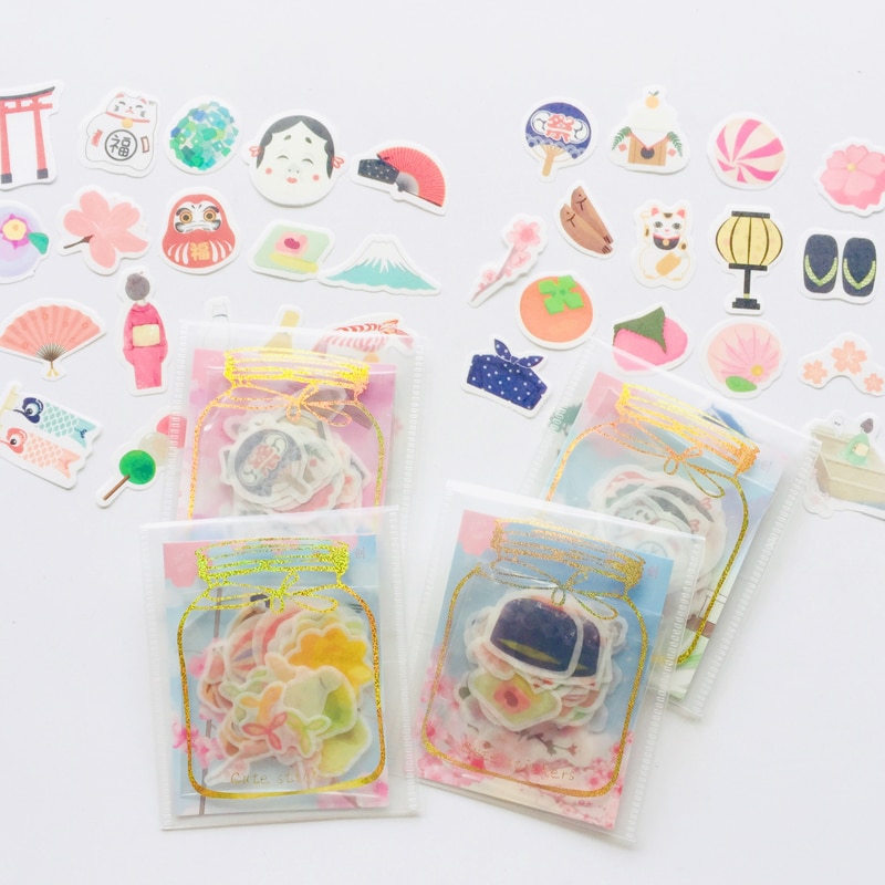 40 Sheets /Bag Japanese Style Sakara Fuji Decorative Washi Stickers Scrapbooking DIY Diary Album Stick Label