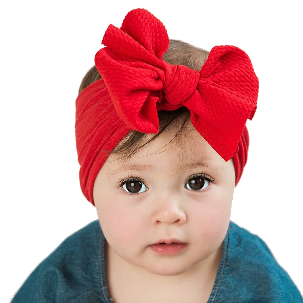 New Soft Stretch Baby Headband Newborn Bow Knot Nylon Headwraps Infant Girls Headwear Kids Photo Props