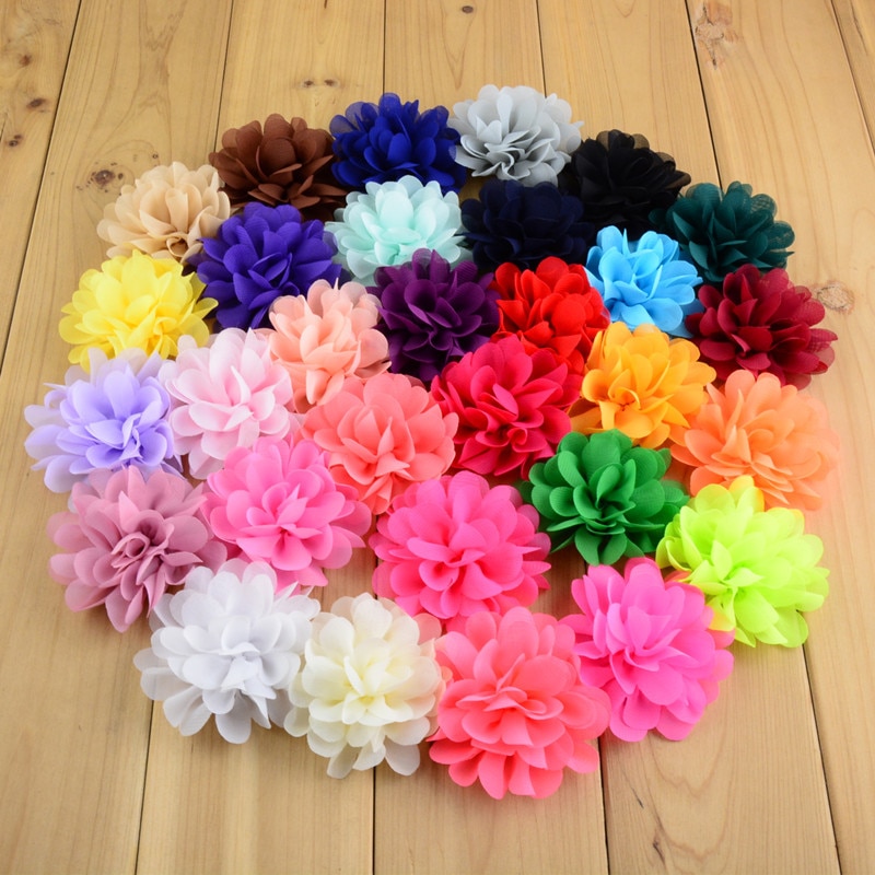 Yundfly 7PCS 2.8" Handmade Baby Chiffon Flower For Baby Girls Headband DIY Headwear Hair Accessories