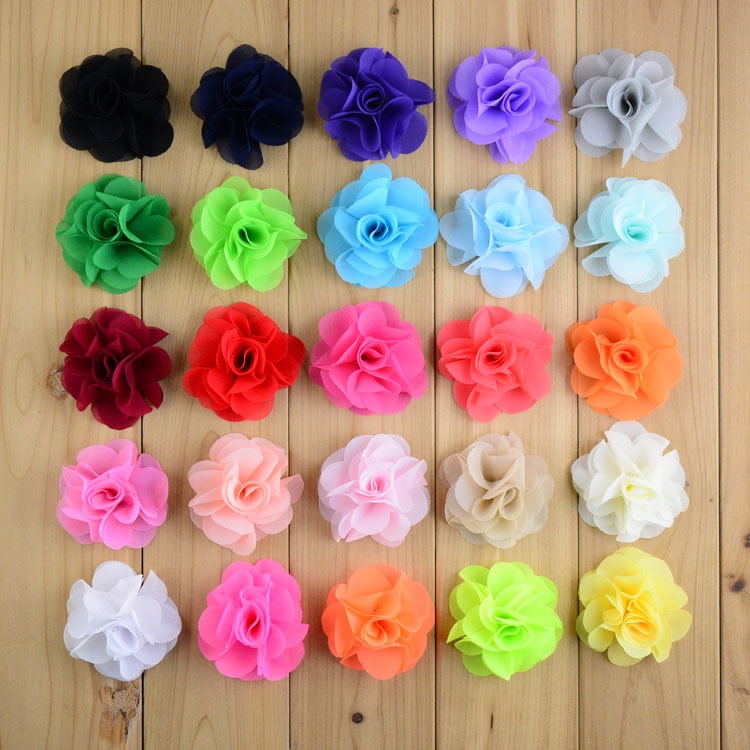Yundfly 10PCS 6cm Chiffon Flower Without Clips For Baby Girls Hair Ornaments Hand Craft DIY Accessories