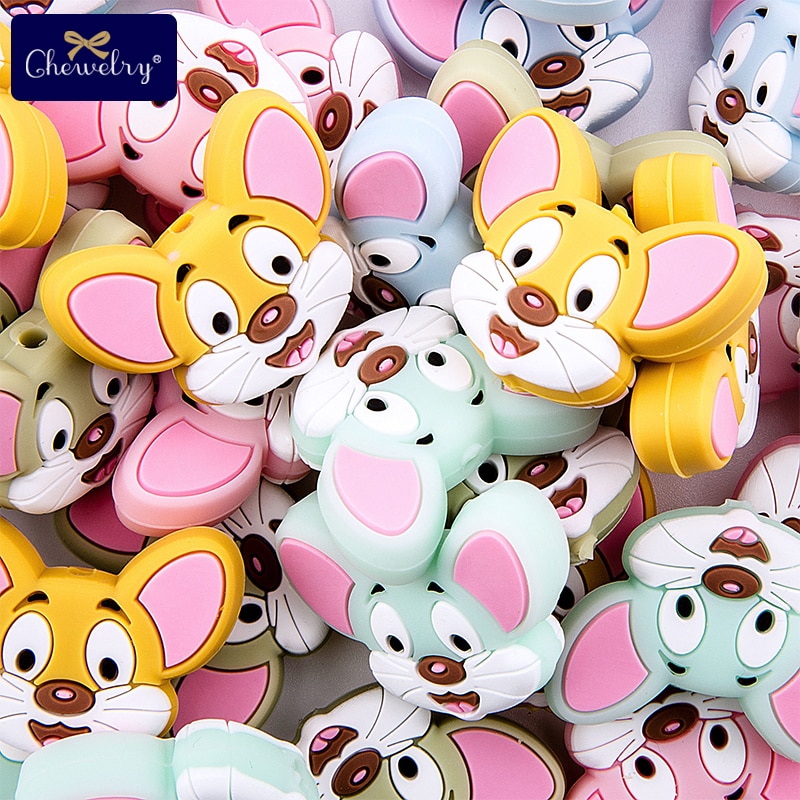 3pc Baby Silicone Teether Animal Bead Diy Nursing Bracelet Food Grade Perle Silicone Rodent Teething Nurse Gift Children'S 