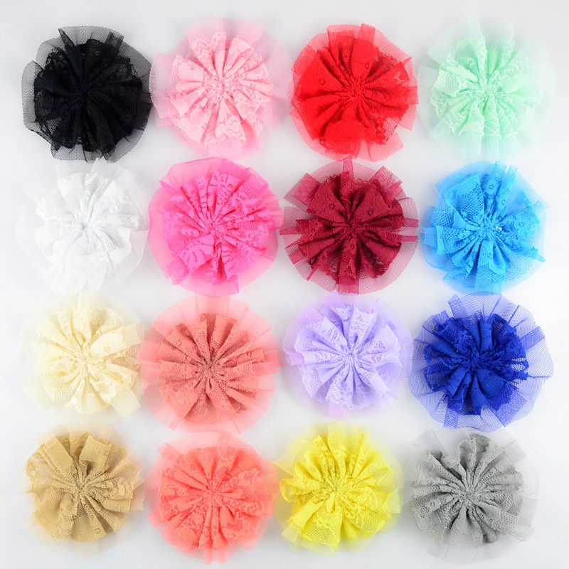 Yundfly 10PCS 9cm Vintage Lace Flower Accessories Shabby Shredded Flower for Baby Headbands Diy Headwear Hair Accessories
