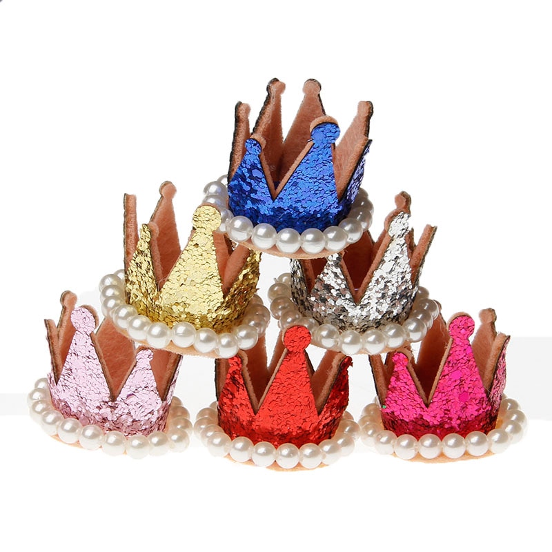 Yundfly 10pcs Glitter Felt Crown For Baby Hat Newborn 3D Felt Crown Flower For Girls DIY Headband Hair Accessories