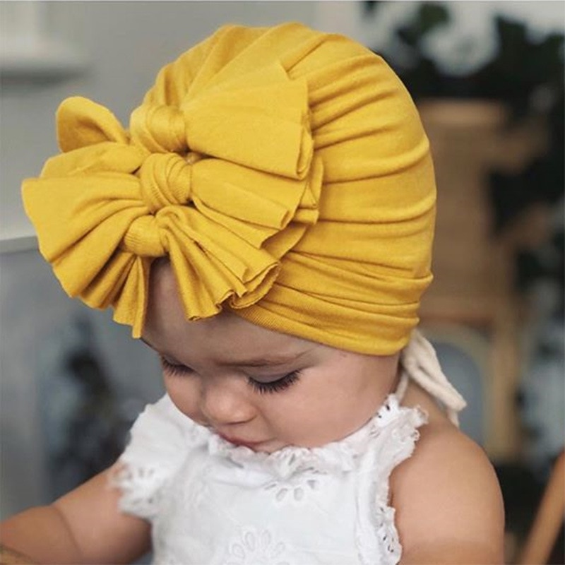 Baby Turban Cotton Flower Girls Hats Indian Style Kids Headwrap Headbands