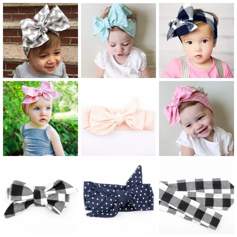 Yundfly Kids Knotted Headwraps Girls Dots Stripe Top Knot Headbands Children Hair Accessories Paisley Turban Headwear