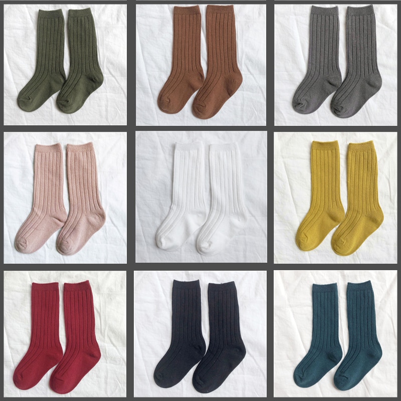 Kids Loose Socks Solid Baby Tube Socks Harajuku Boys Girls Children Socks Cotton Vintage Retro Casual Hosiery Sokken Cute Color