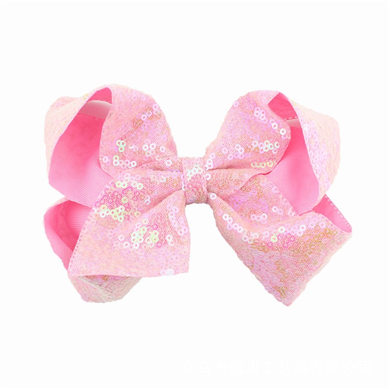 6 inch Sequin Grosgrain Ribbon Hair Bow Alligator Clips Barrette Bowknot Headwear Children Girls Hair Accessories