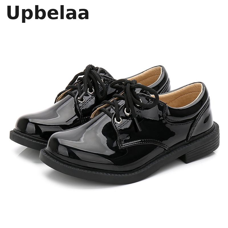 Children Shoes Boys Etiquette Dress Patent Leather Shoes For Kids Classic School Uniform Oxford Shoes Black White Wedding Flat