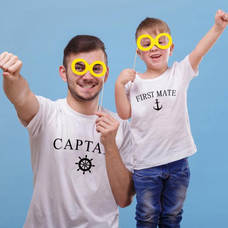 family look set matching outfits father son clothes baby boy tshirt for daddy kids captain first mate cotton clothing letter set