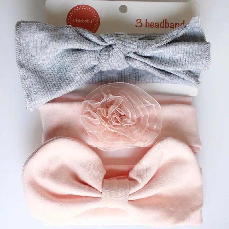 3PCS Baby Headband for Girls Bowknot Flower Hair Band Accessories Baby headwear Cotton Headwear baby Girls hair Accessories