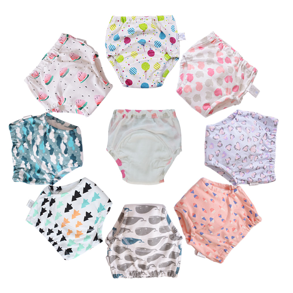 10 Pcs Cotton Reusable Washable Baby Training Pants Kids Underwear Cloth Diaper Nappies Infant Waterproof Potty Training Panties