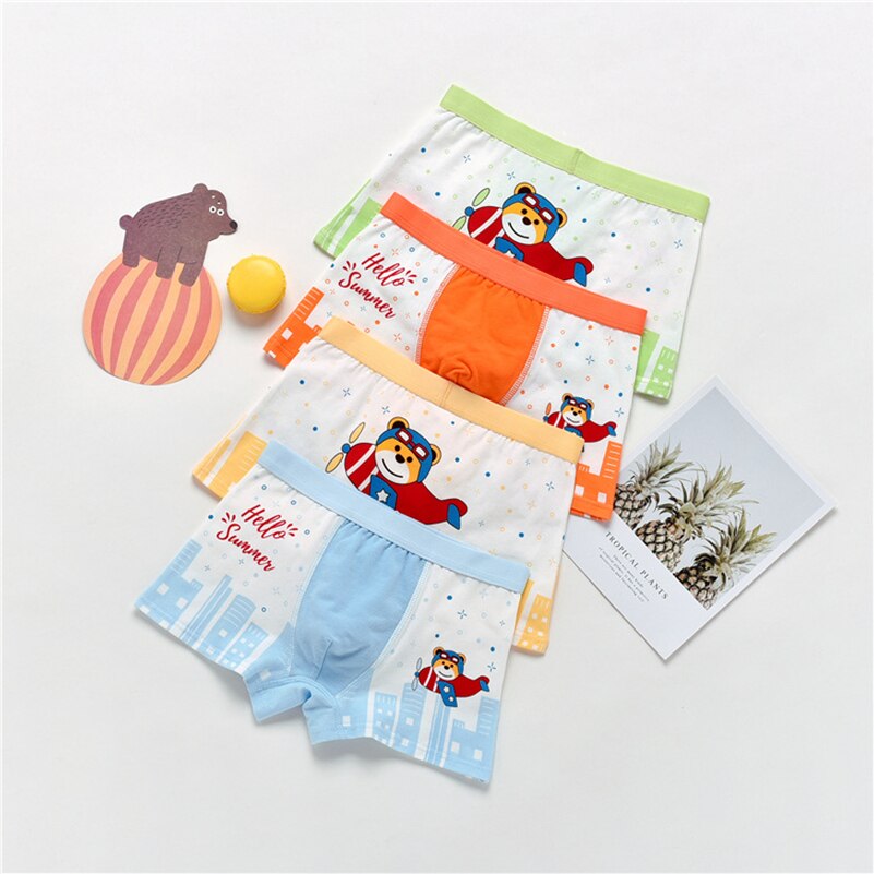 4 Pcs/lot Hight Quality Kids Underwear Cartoon Children Boxer 2-10 years Boy Shorts Panties Soft Cotton Boys Underwear
