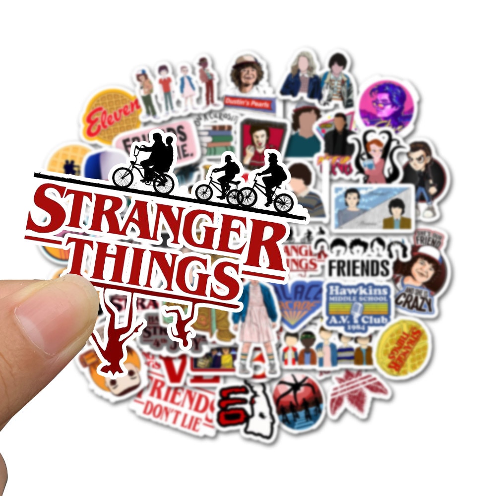 50PCS Pack NEW Stranger Thing Figure Stickers Set Anime Toy Sticker For Luggage Skateboard Motorcycle Laptop Waterproof Sticker