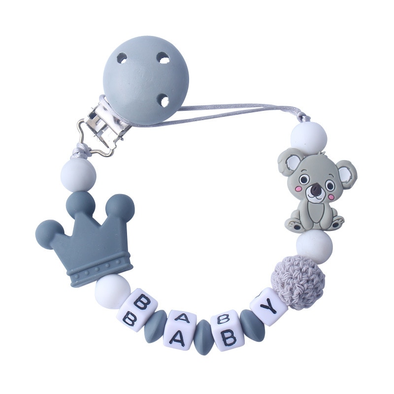 Personalized Name Handmade Silicone Pacifier Chains Safe Teething Chain Baby Teether Eco-friendly Pacifier Clips Holder Chain