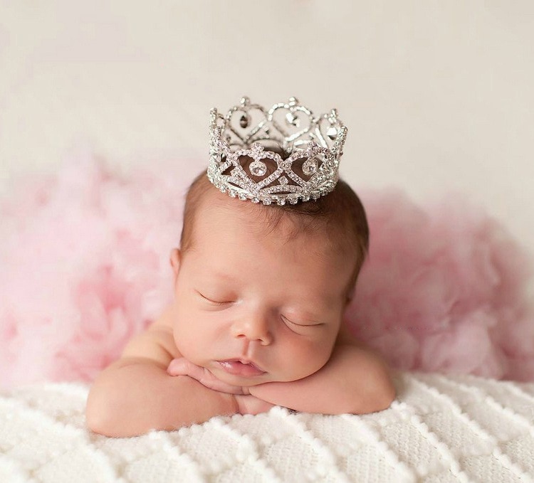 New Priness Baby Headdress Crystal Crown Round Crown Hair Ornament Newborn Photography Props