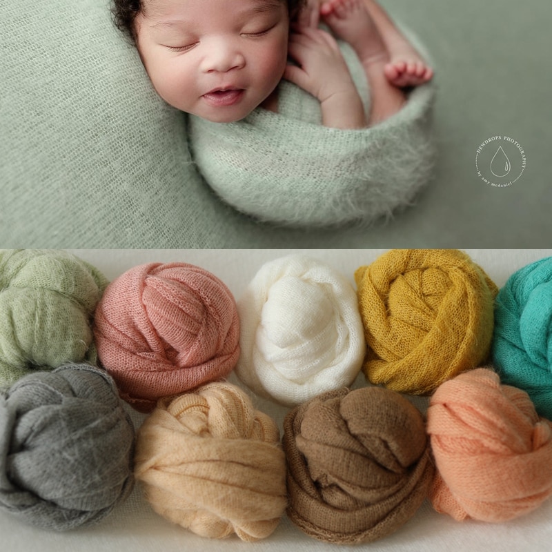 9 color Newborn Photography Props Baby Wraps Photo Shooting Accessories Photograph Studio Blanket Backdrop Mohair Elastic Fabric