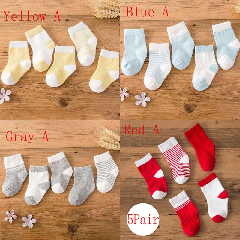 5Pair/lot 2019 New 0-1 year old newborn baby socks warm boys and girls baby cotton baby foot socks